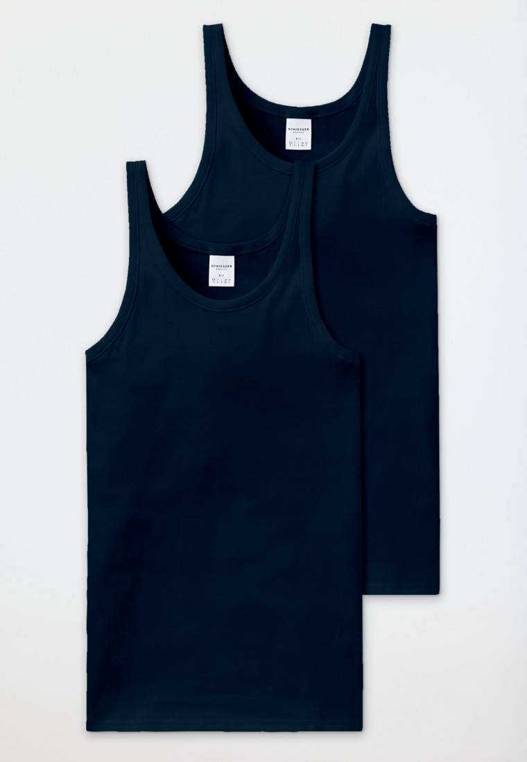 Schiesser Unterhemden 2er-Pack navy - Essentials Feinripp Jubiläumsangebot