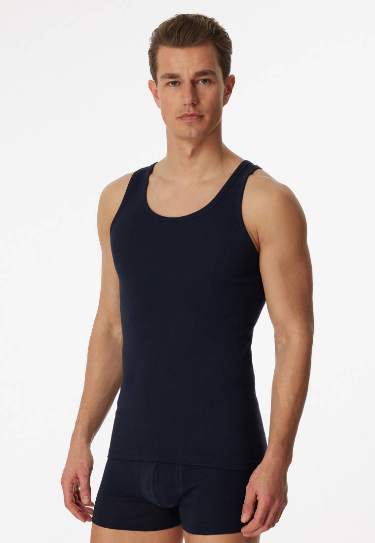 Schiesser Unterhemden 2er-Pack navy - Essentials Feinripp Jubiläumsangebot