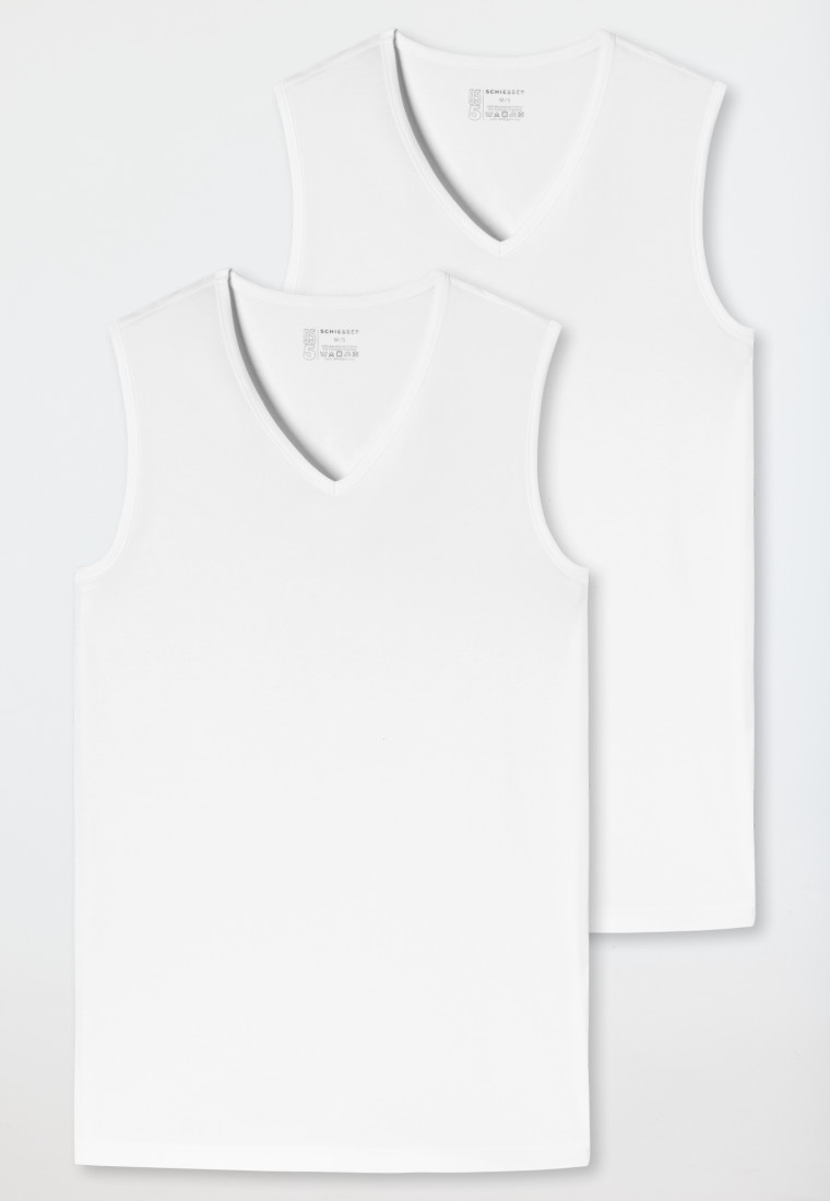 Schiesser Tank Tops 2er-Pack Organic Cotton V-Ausschnitt weiß - 95/5 Lagerräumung