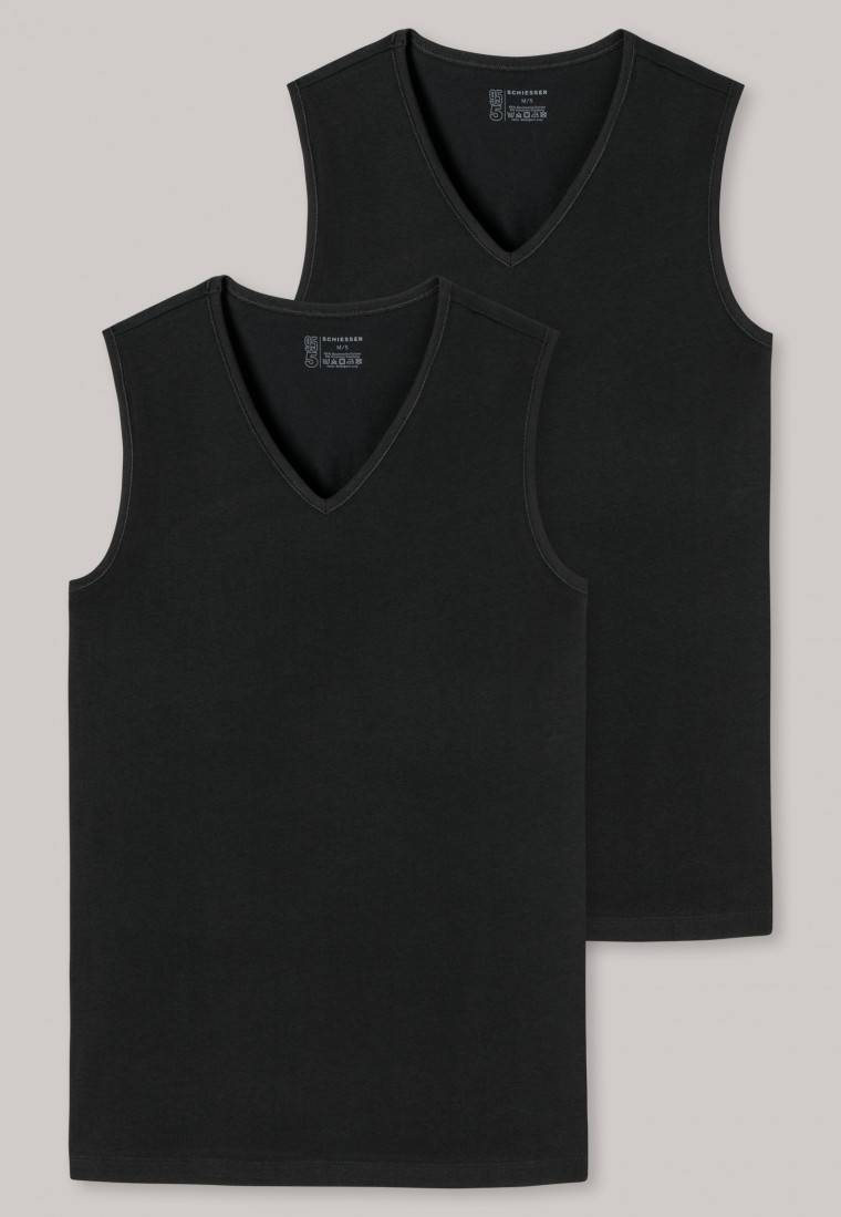 Schiesser Tank Tops 2er-Pack Organic Cotton V-Ausschnitt schwarz- 95/5 Heißer Verkauf