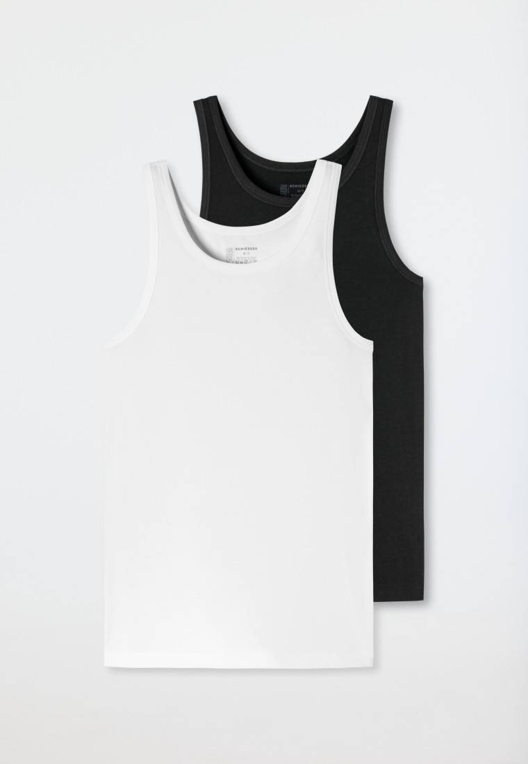 Schiesser Unterhemden 2er-Pack Organic Cotton schwarz/weiß – 95/5 Zeitlich begrenztes Angebot