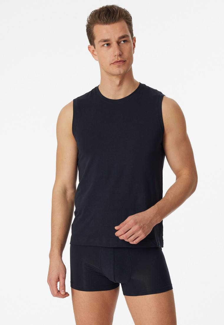 Schiesser Tank Top modische Schnittform blauschwarz - Long Life Soft