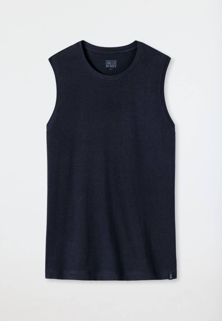 Schiesser Tank Top modische Schnittform blauschwarz - Long Life Soft Exklusive Angebote