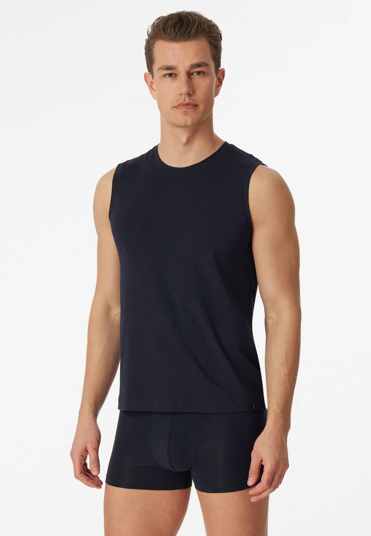 Schiesser Tank Top modische Schnittform blauschwarz - Long Life Soft Exklusive Angebote