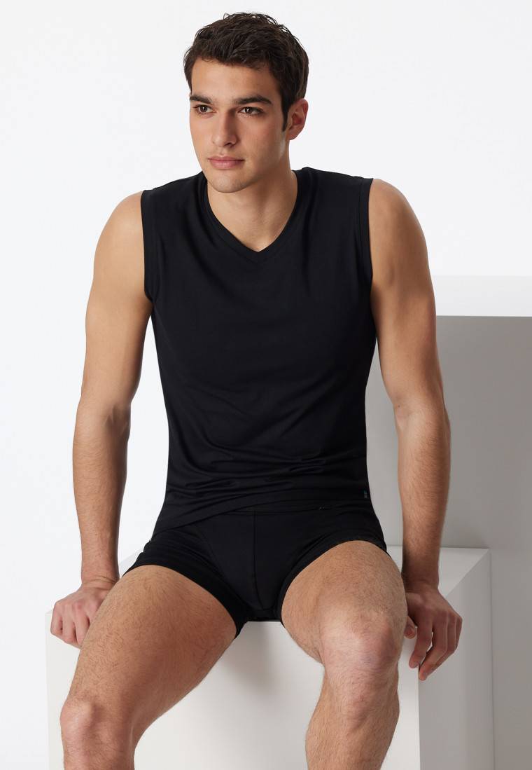 Schiesser Tank Top schwarz - Long Life Cotton