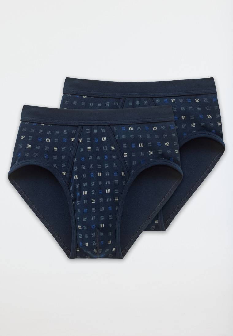 Schiesser Sportslips mit Eingriff 2er-Pack navy blau kariert - Essentials Riesige Ersparnisse