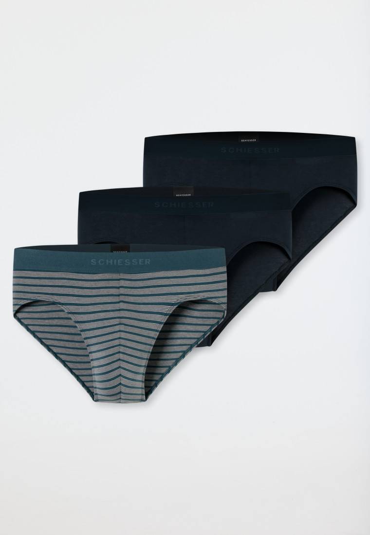 Schiesser Rio-Slips 3er-Pack Organic Cotton Webgummibund uni/gestreift - 95/5 Letzter Tag