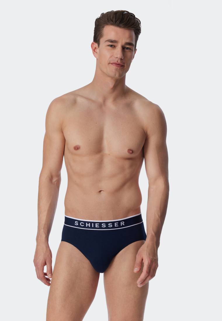 Schiesser Rio-Slips 3er-Pack Organic Cotton Webgummibund dunkelblau - 95/5