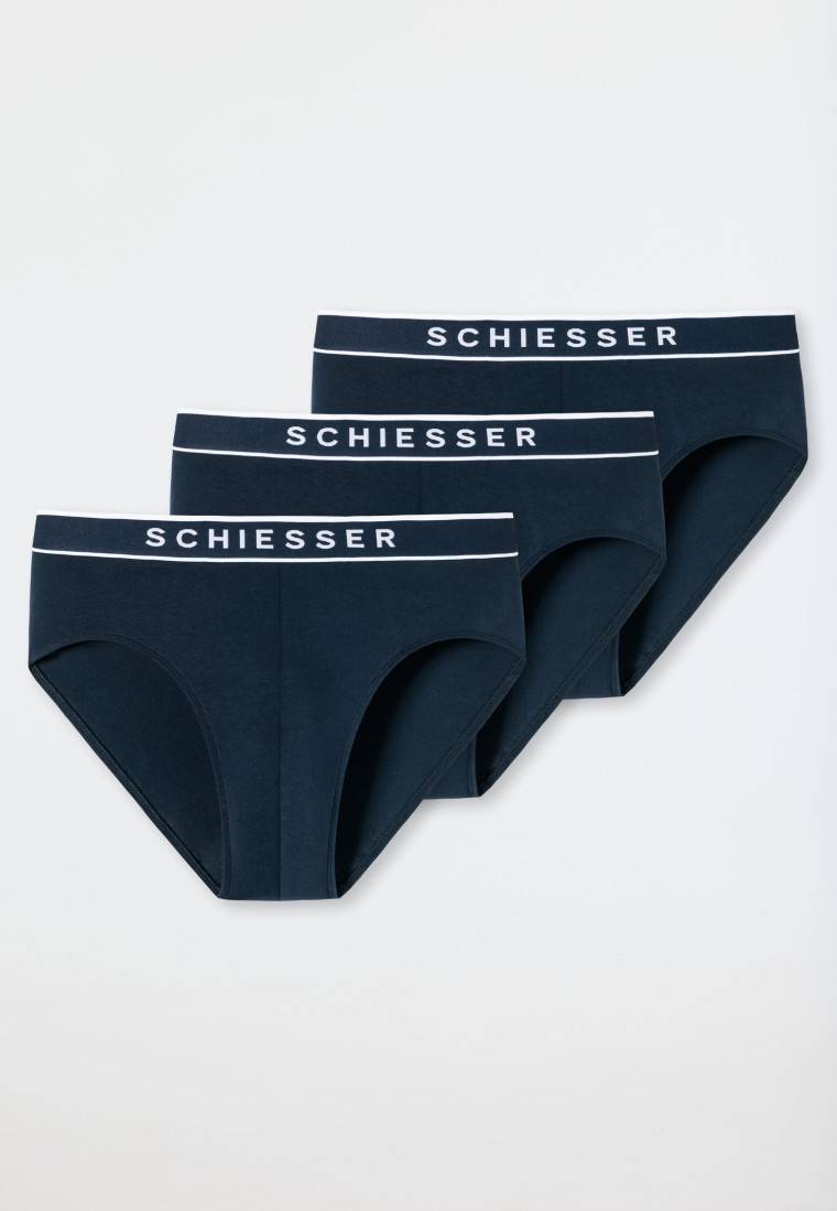 Schiesser Rio-Slips 3er-Pack Organic Cotton Webgummibund dunkelblau - 95/5 Bis zu 65% Rabatt