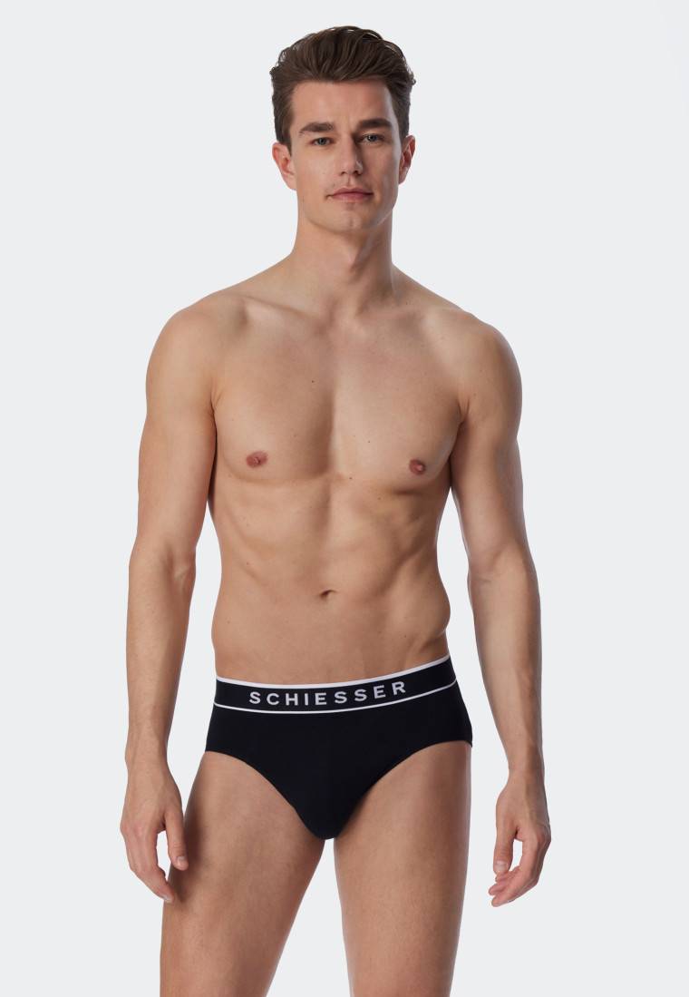 Schiesser Rio-Slips 3er-Pack Organic Cotton Webgummibund schwarz - 95/5