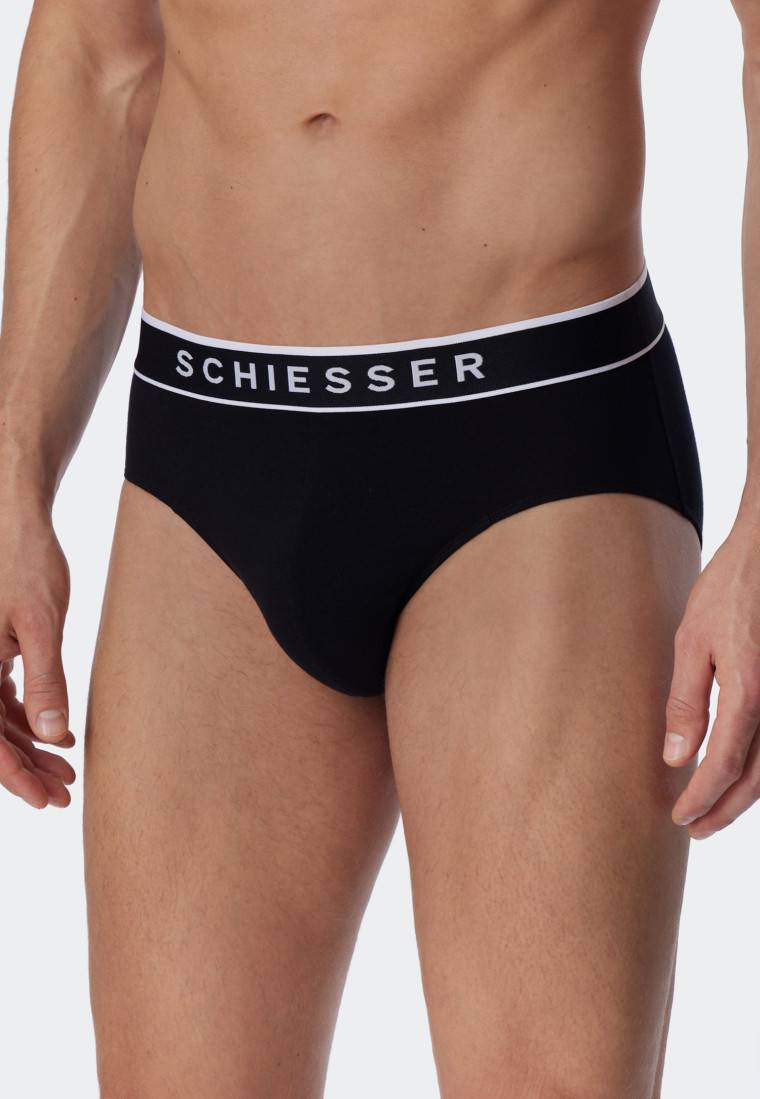 Schiesser Rio-Slips 3er-Pack Organic Cotton Webgummibund schwarz - 95/5 Super Rabatt