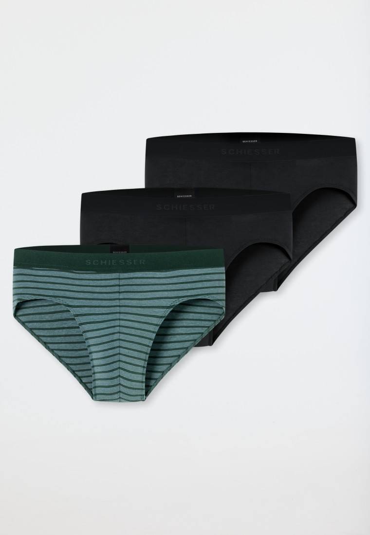 Schiesser Rio-Slips 3er-Pack Organic Cotton Webgummibund uni/gestreift schwarz - 95/5 Kostenloser Versand international