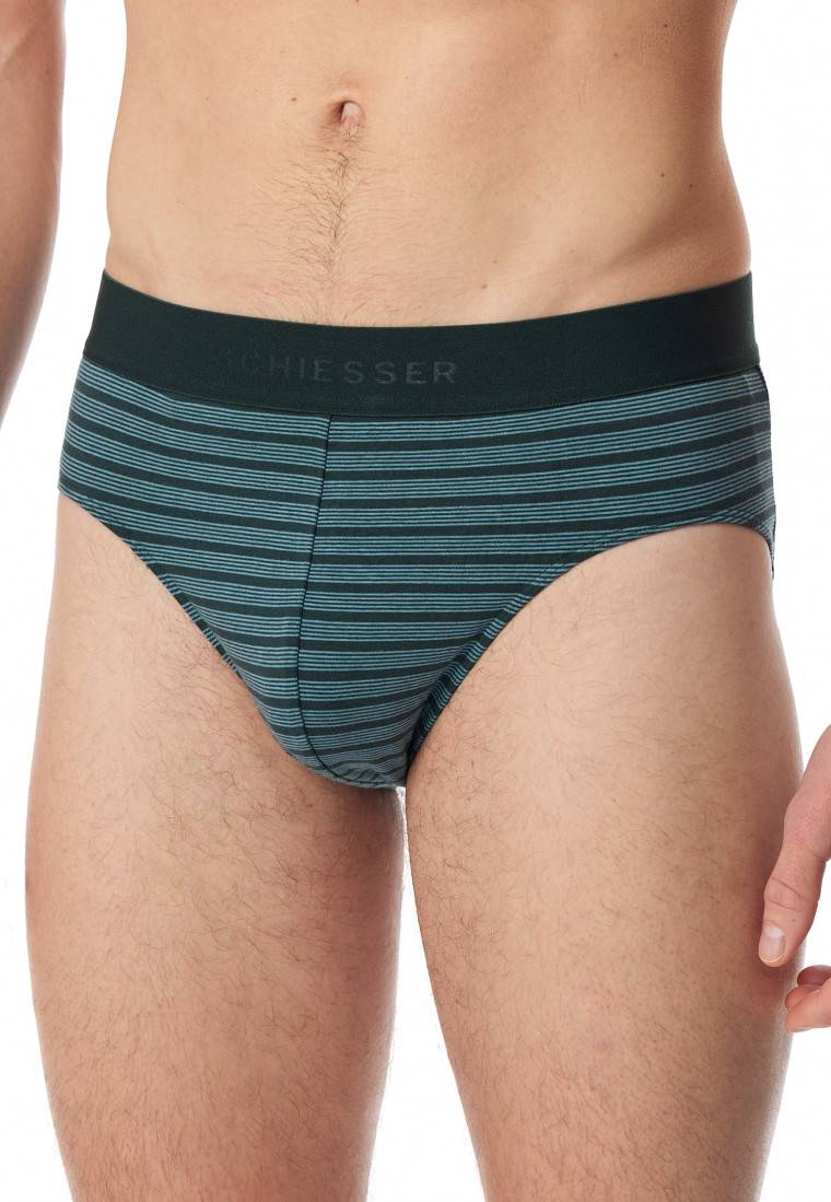 Schiesser Rio-Slips 3er-Pack Organic Cotton Webgummibund uni/gestreift schwarz - 95/5 Kostenloser Versand international