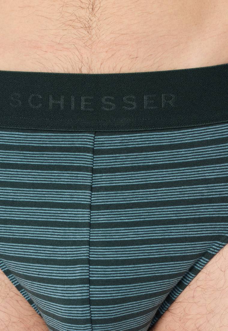 Schiesser Rio-Slips 3er-Pack Organic Cotton Webgummibund uni/gestreift schwarz - 95/5 Kostenloser Versand international