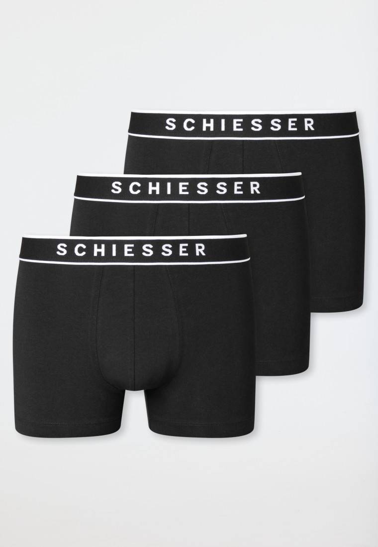 Schiesser Shorts 3er-Pack Organic Cotton Webgummibund schwarz - 95/5 Fabrik Onlineshop