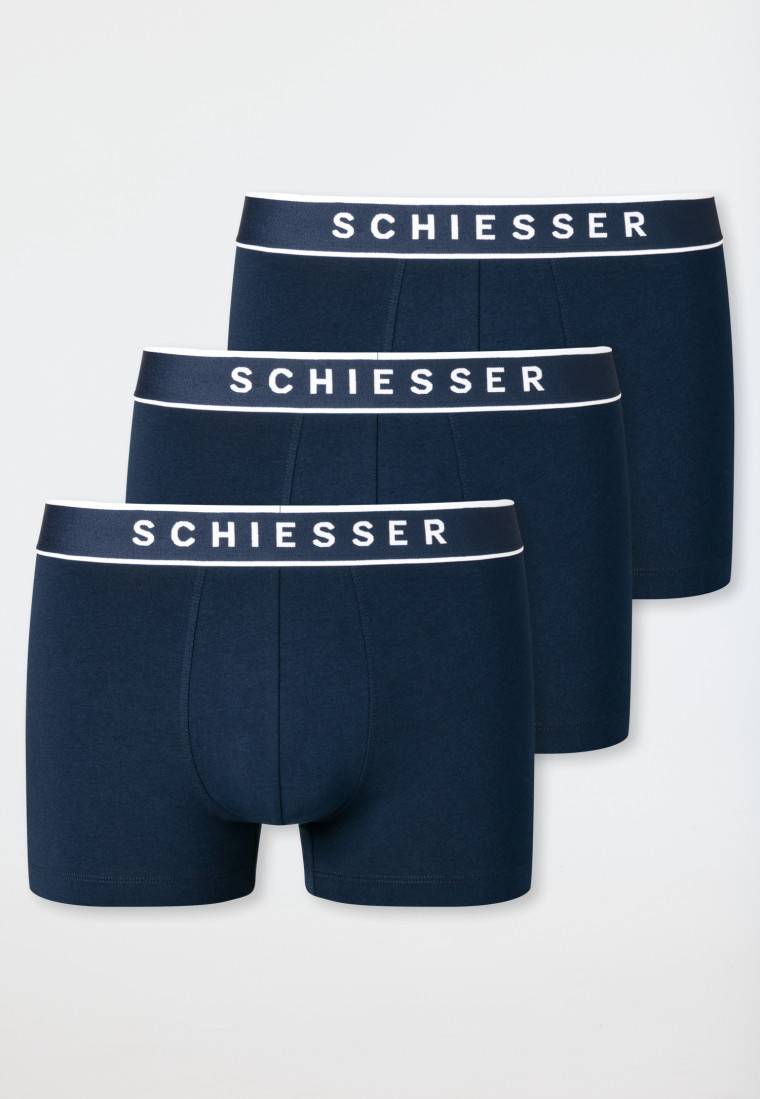 Schiesser Shorts 3er-Pack Organic Cotton Webgummibund dunkelblau - 95/5 Fabrikpreis