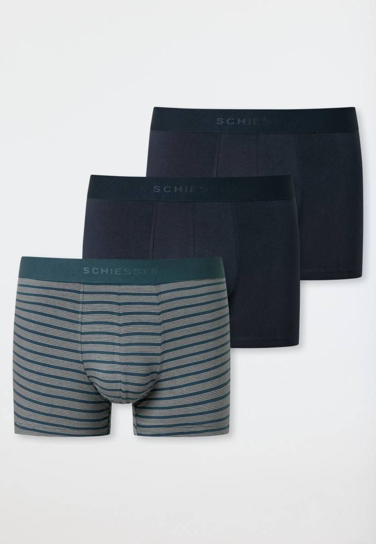 Schiesser Shorts 3er-Pack Organic Cotton Webgummibund uni/gestreift mehrfarbig - 95/5 Top Angebot