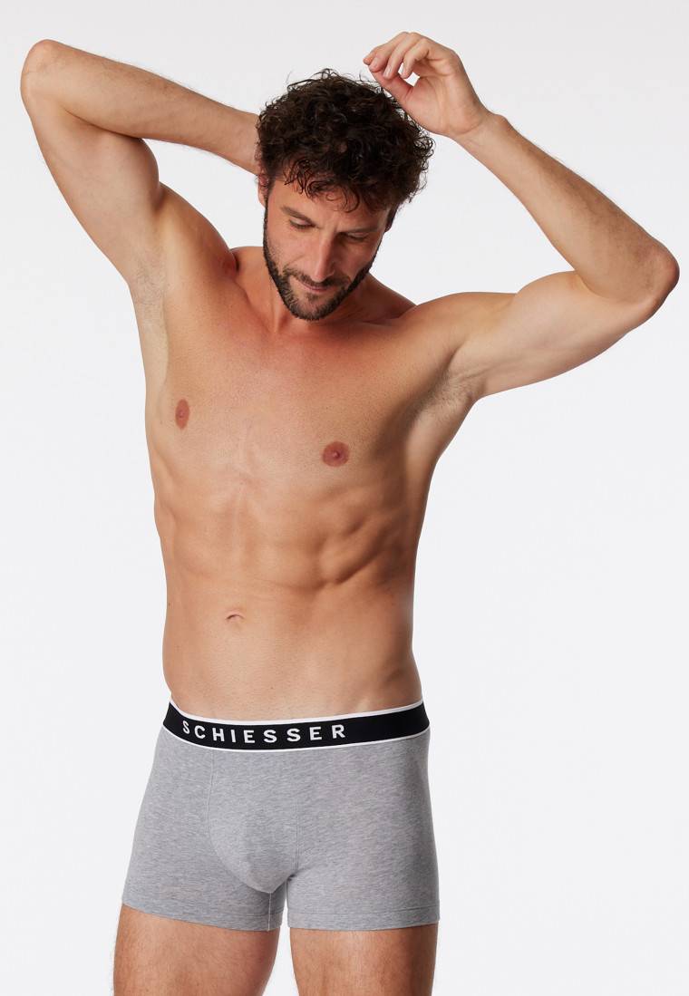 Schiesser Shorts 3er-Pack Organic Cotton Webgummibund grau-meliert - 95/5
