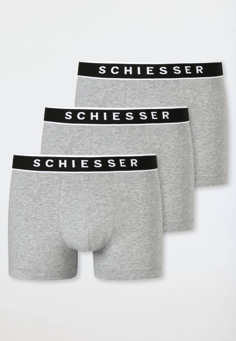 Schiesser Shorts 3er-Pack Organic Cotton Webgummibund grau-meliert - 95/5 Große Rabatte