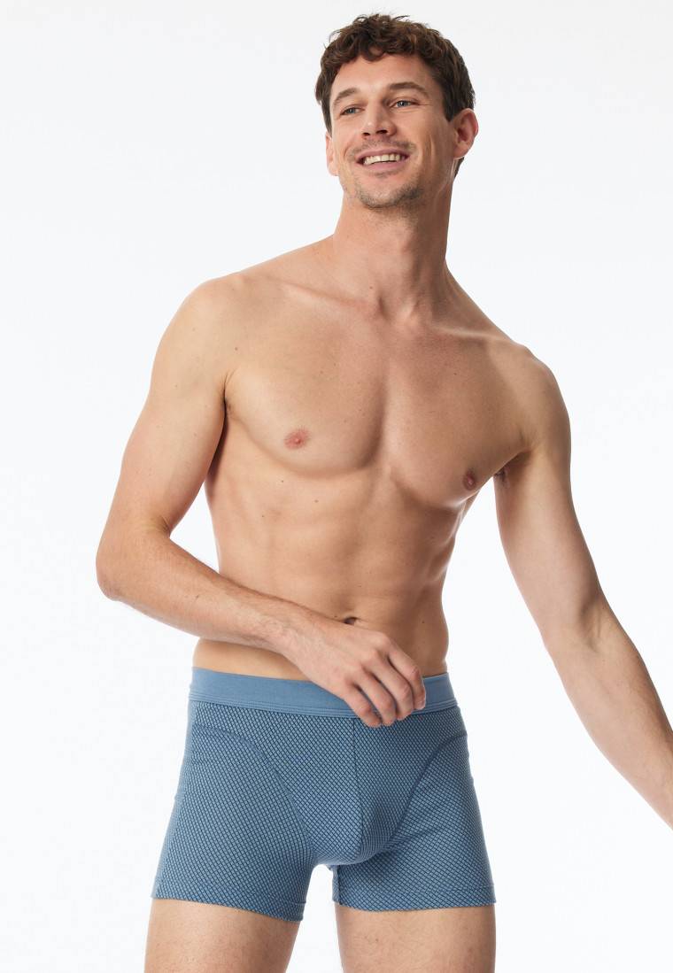 Schiesser Shorts Organic Cotton gemustert blaugrau - Comfort Fit