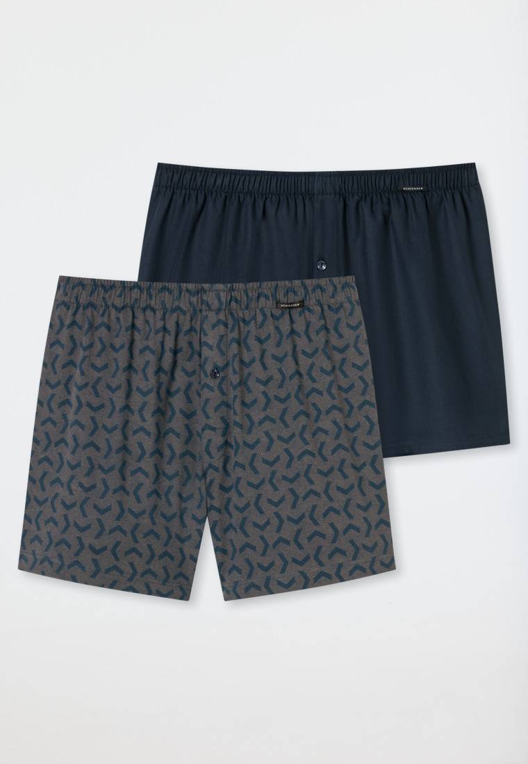 Schiesser Boxershorts 2er-Pack Jersey uni gemustert - Boxershorts Multipacks Letzte 2 Tage
