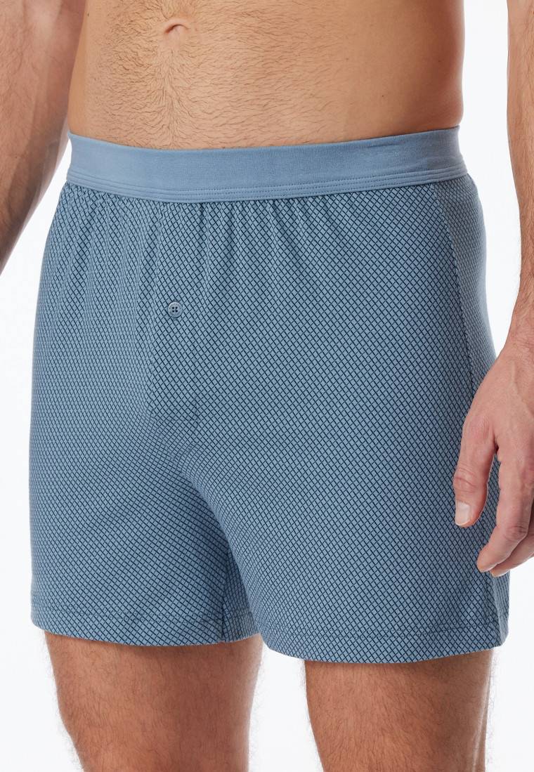 Schiesser Boxershorts Organic Cotton gemustert blaugrau - Comfort Fit Letzter Tag