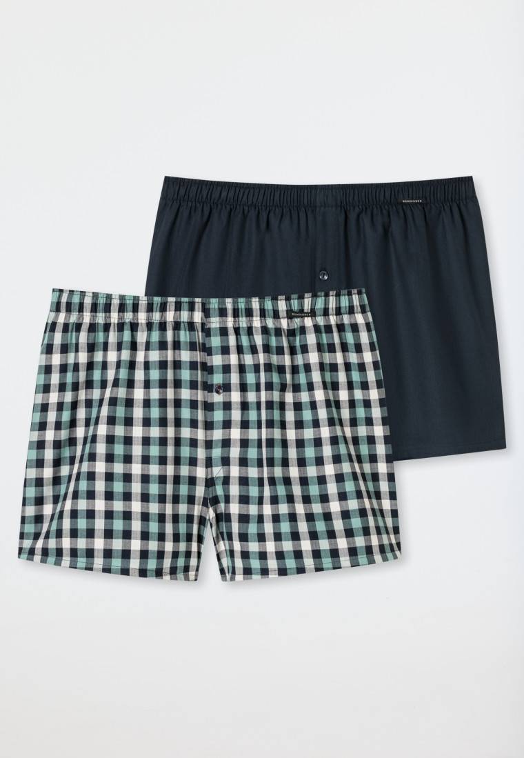 Schiesser Boxershorts 2er-Pack Webware uni & kariert - Boxershorts Multipacks Bis zu 60% Rabatt