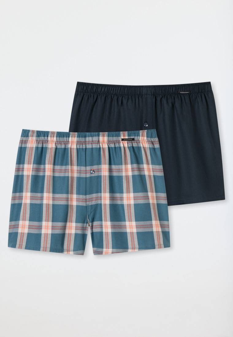 Schiesser Boxershorts 2er-Pack Webware uni & kariert - Boxershorts Multipacks Bis zu 65% Rabatt