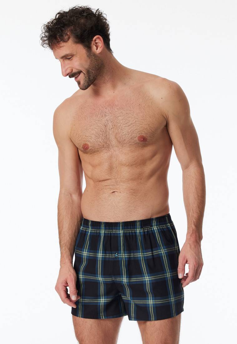 Schiesser Boxershorts 2er-Pack Webware uni & kariert - Boxershorts Multipacks