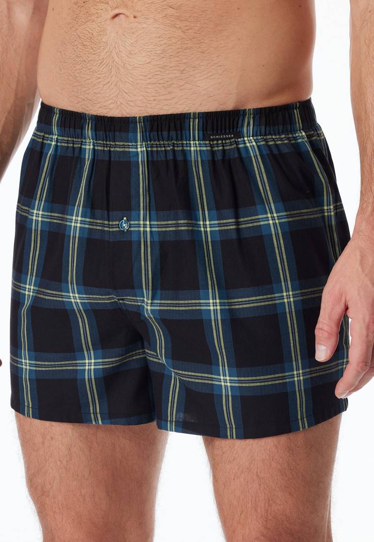Schiesser Boxershorts 2er-Pack Webware uni & kariert - Boxershorts Multipacks Nur für heute