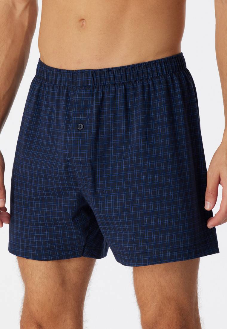 Schiesser Boxershorts Jersey dunkelblau karierte - Cotton Casuals Vierteljährliche Förderung
