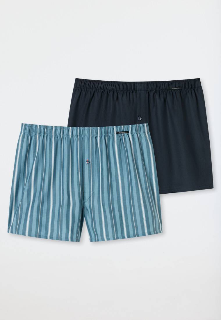Schiesser Boxershorts 2er-Pack Webware uni & gestreift - Boxershorts Multipacks Discount Store für neue Produkte
