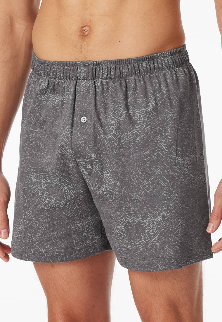 Schiesser Boxershorts Interlock Paisley anthrazit gemustert - Fine Interlock Super Rabatt