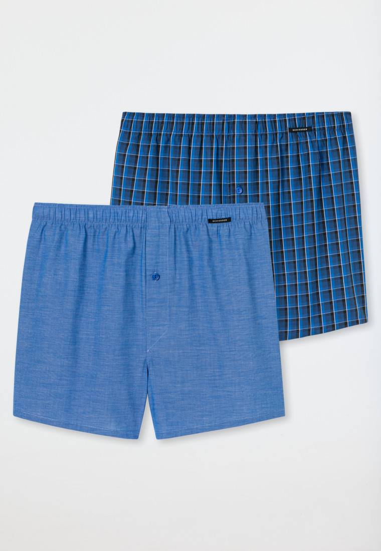 Schiesser Boxershorts 2er-Pack Webware royal kariert - Boxershorts Multipack Riesige Rabatte