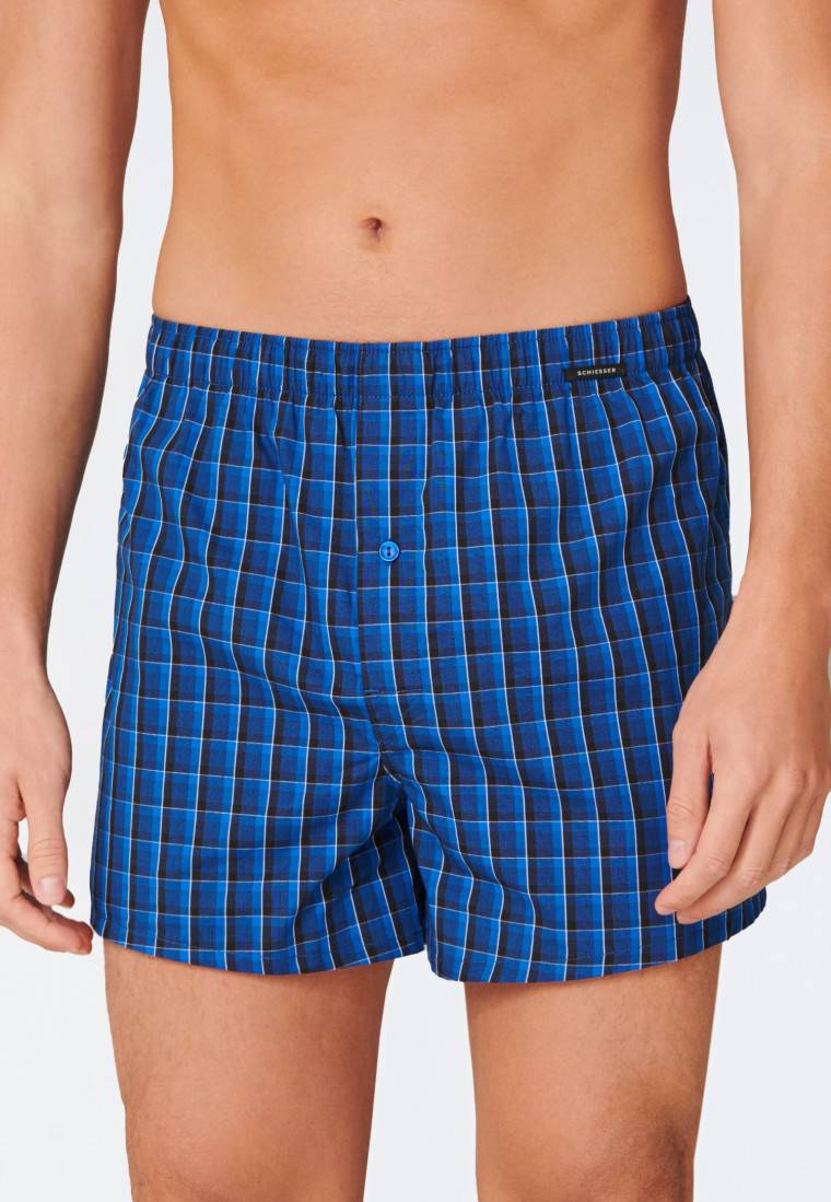 Schiesser Boxershorts 2er-Pack Webware royal kariert - Boxershorts Multipack Riesige Rabatte