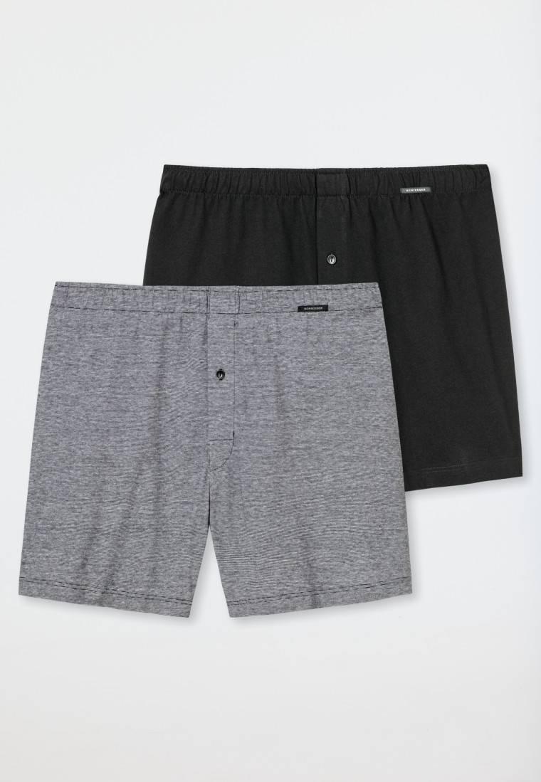 Schiesser Boxershorts 2er-Pack Jersey schwarz/ grau - Boxershorts Multipack Kostenloser Versand international