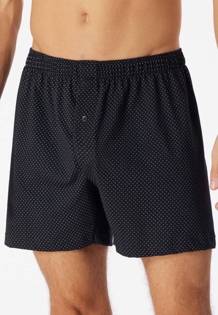 Schiesser Boxershorts Jersey schwarz gemustert - Cotton Casuals Fabrikladen