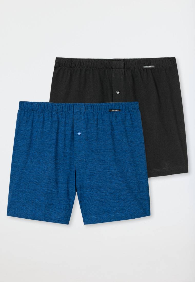 Schiesser Boxershorts 2er-Pack Jersey schwarz/ blau - Boxershorts Multipack Begrenzt auf 3 Tage