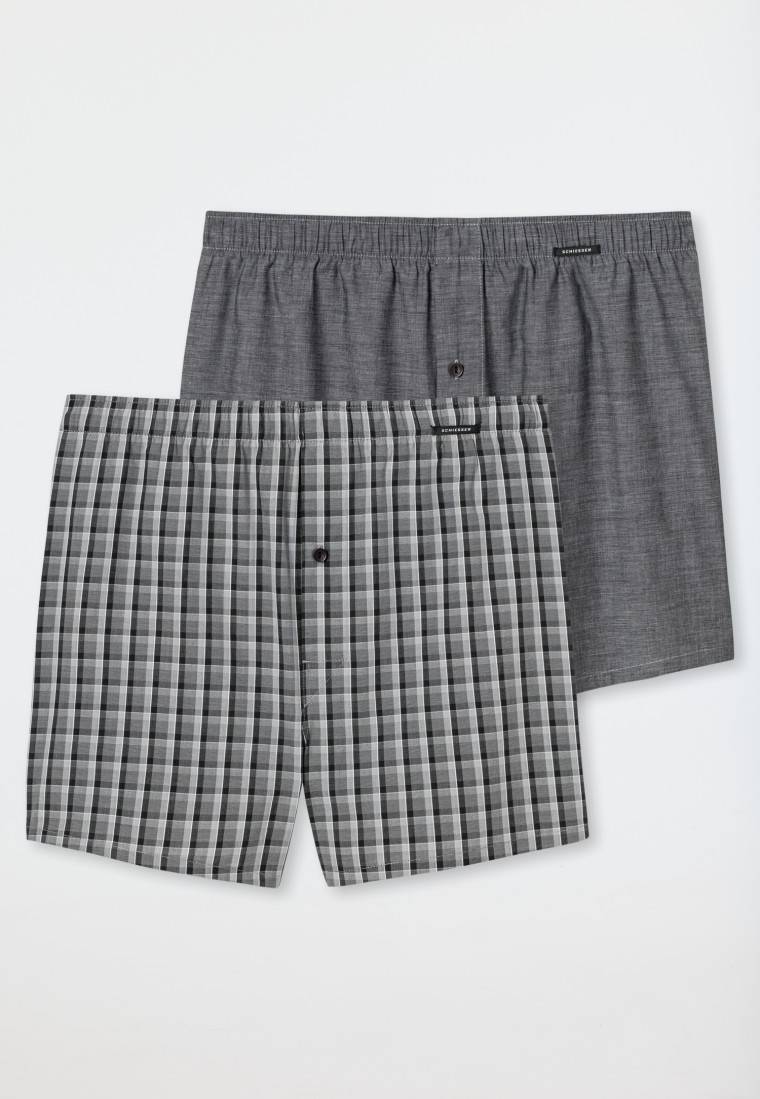 Schiesser Boxershorts 2er-Pack Webware schwarz kariert - Boxershorts Multipack Speichern exportieren