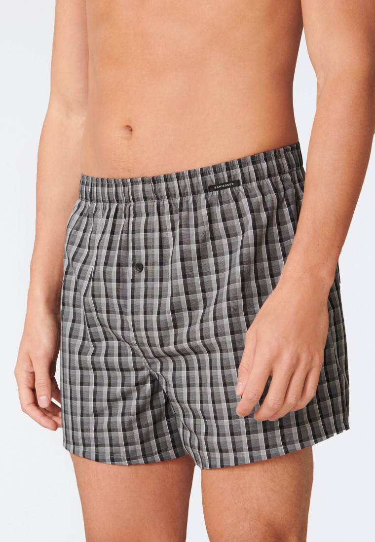 Schiesser Boxershorts 2er-Pack Webware schwarz kariert - Boxershorts Multipack Speichern exportieren