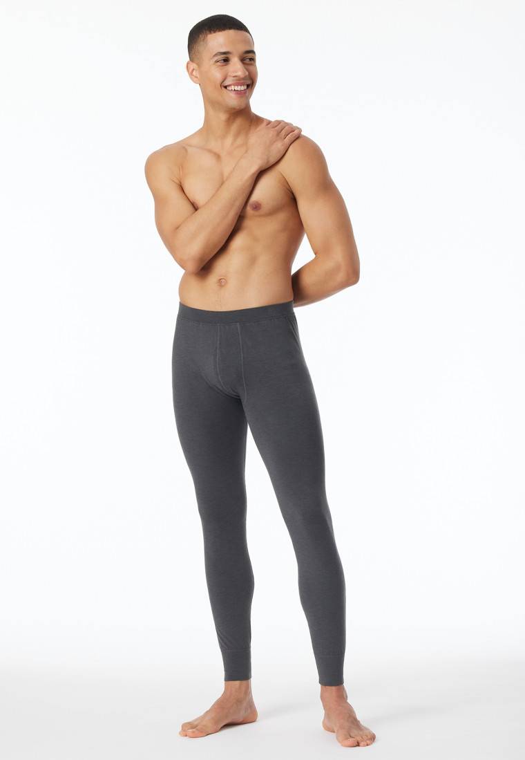 Schiesser Hose lang wärmend dunkelgrau meliert - Casual Warming Im Verkauf
