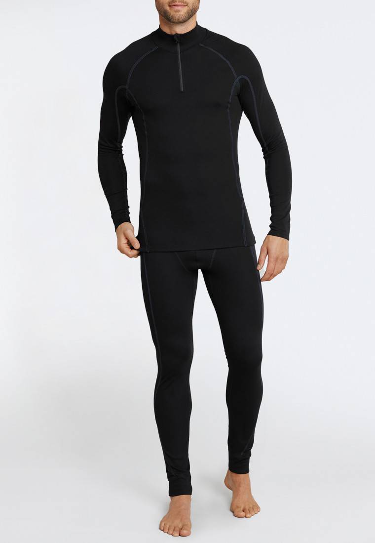 Schiesser Hose lang Thermowäsche warm schwarz - Sport Thermo light