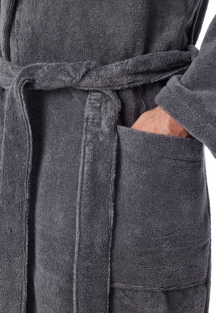 Schiesser Bademantel Frottee grau - Essentials Günstiger Verkauf