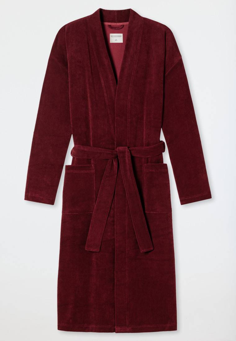 Schiesser Bademantel Leichtfrottee bordeaux - Feather Terry Fabrikverkauf