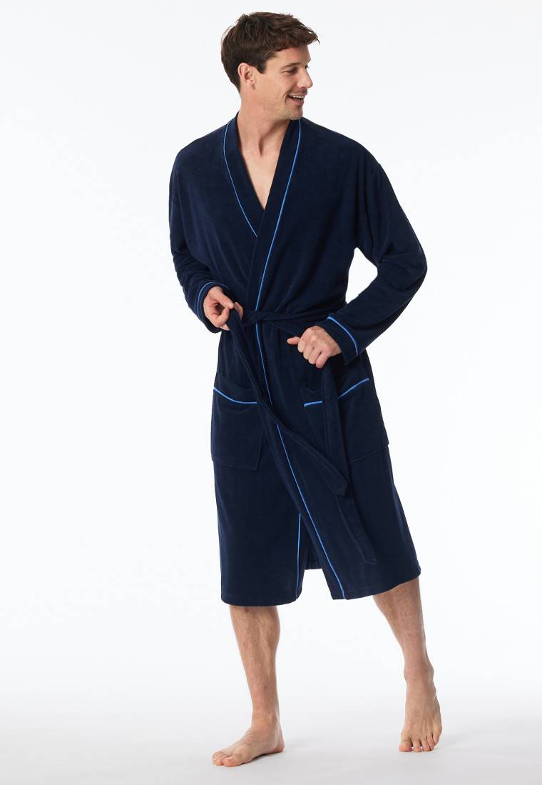 Schiesser Bademantel Frottee navy - Roger Moore