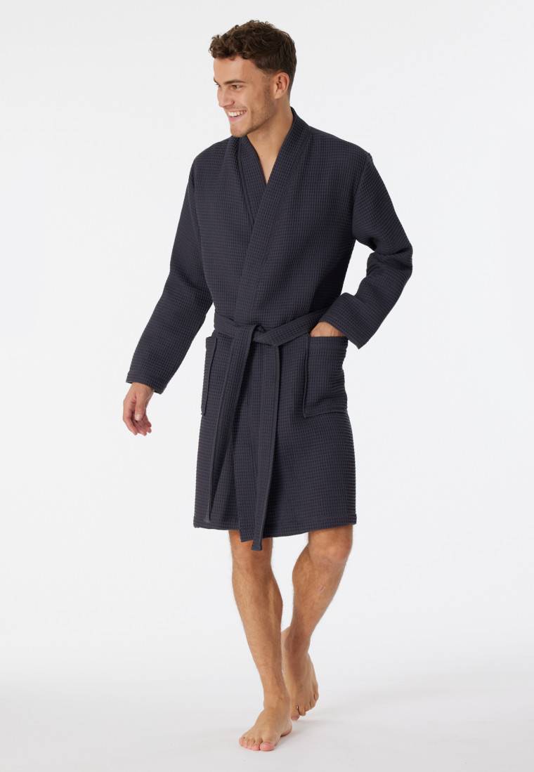 Schiesser Bademantel Waffelpiqué anthrazit - Essentials