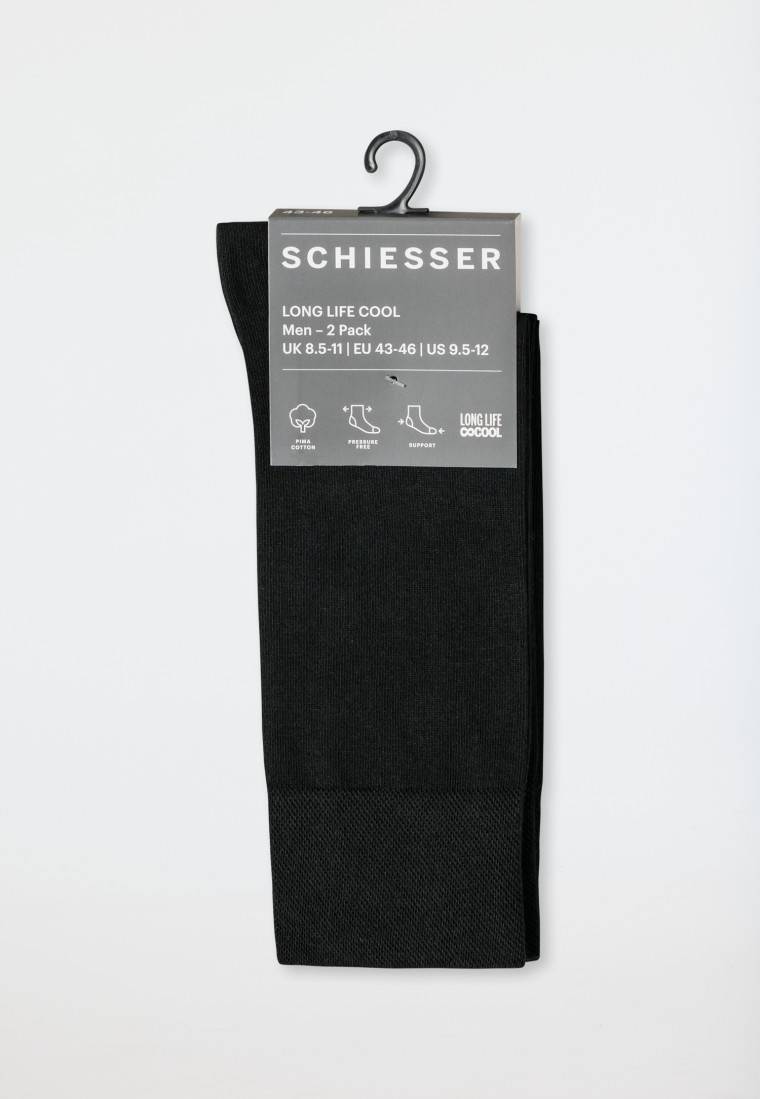 Schiesser Herrensocken 2er-Pack schwarz - Long Life Cool Versandkostenfrei