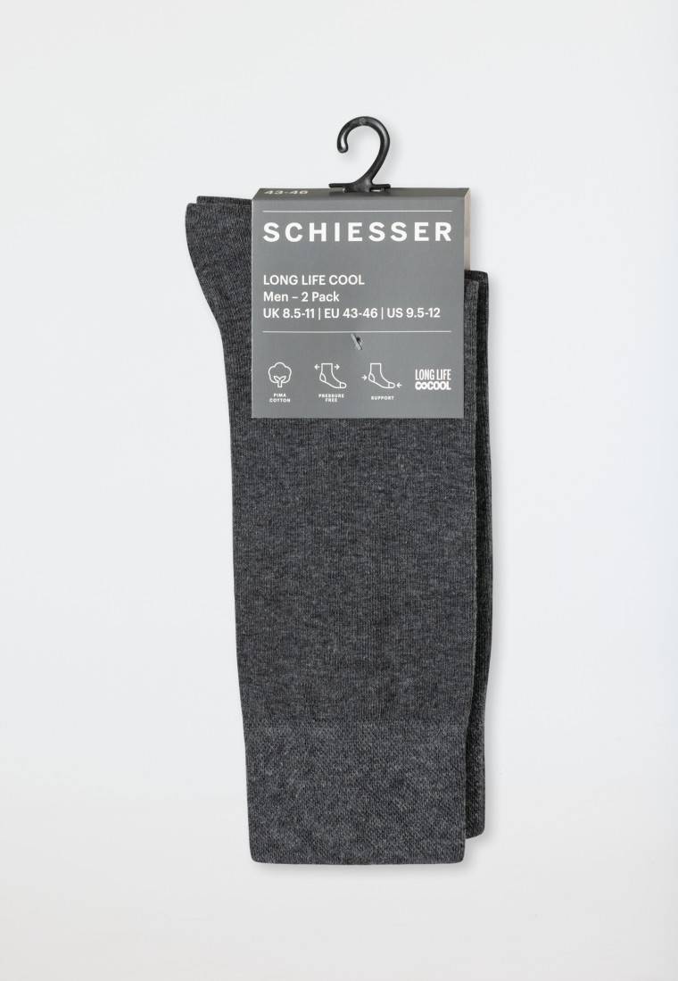Schiesser Herrensocken 2er-Pack anthrazit melange - Long Life Cool Großer Ausverkauf