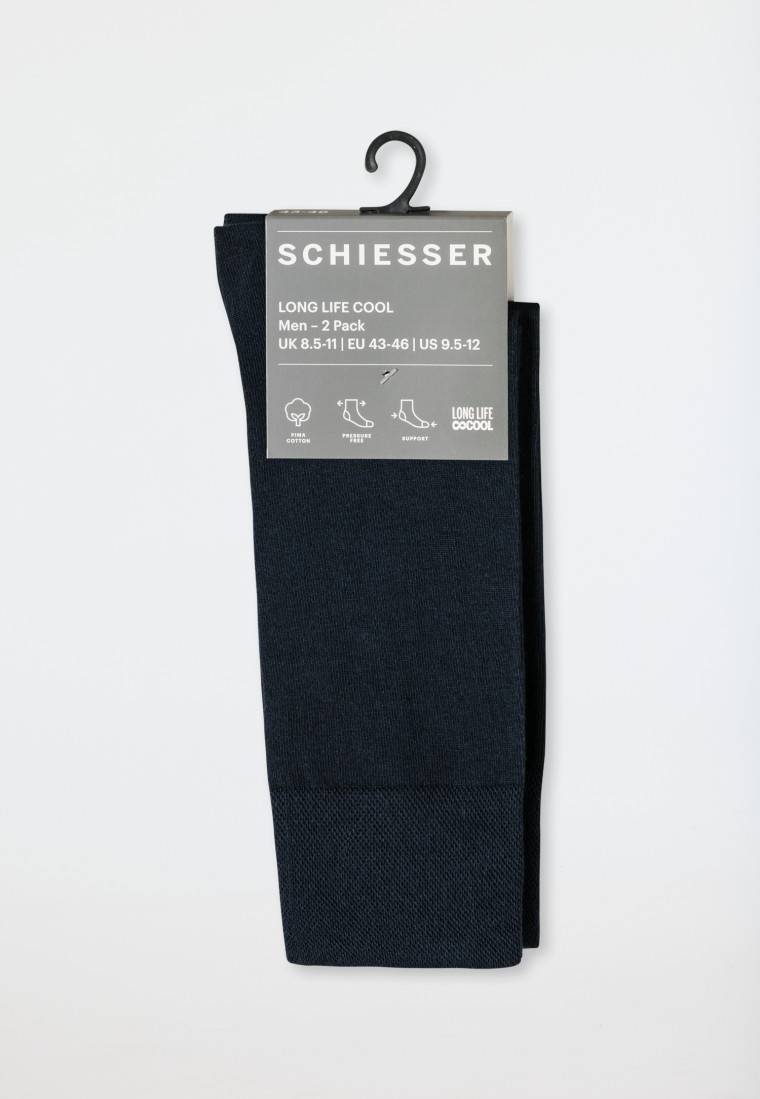 Schiesser Herrensocken 2er-Pack nachtblau - Long Life Cool Online Shopping