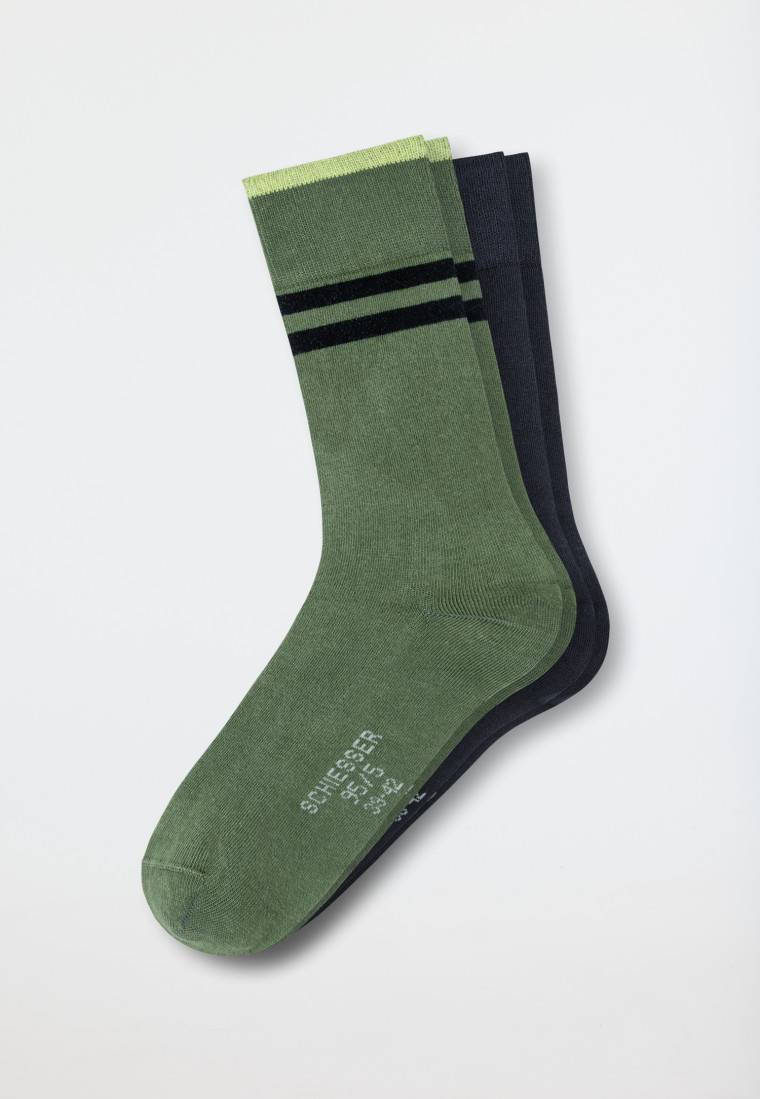 Schiesser Herrensocken 2er-Pack Organic Cotton grün/jeansblau - 95/5 Cyber Monday